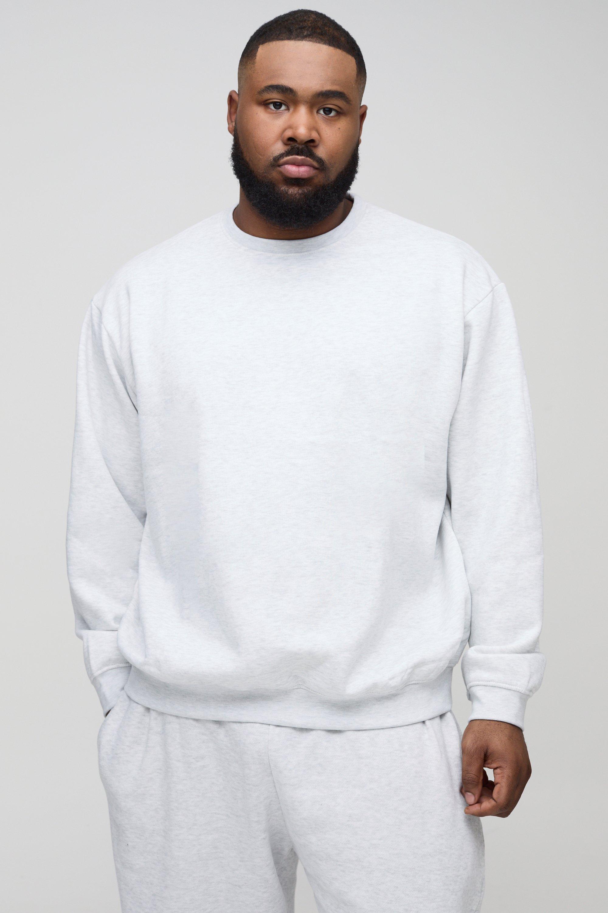 Mens 330GSM Plus Oversized Sweatshirt In Grey Marl, Grey